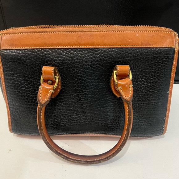 Dooney & Bourke Black Pebbled Leather Handbag with Tan Trim - Picture 2 of 5